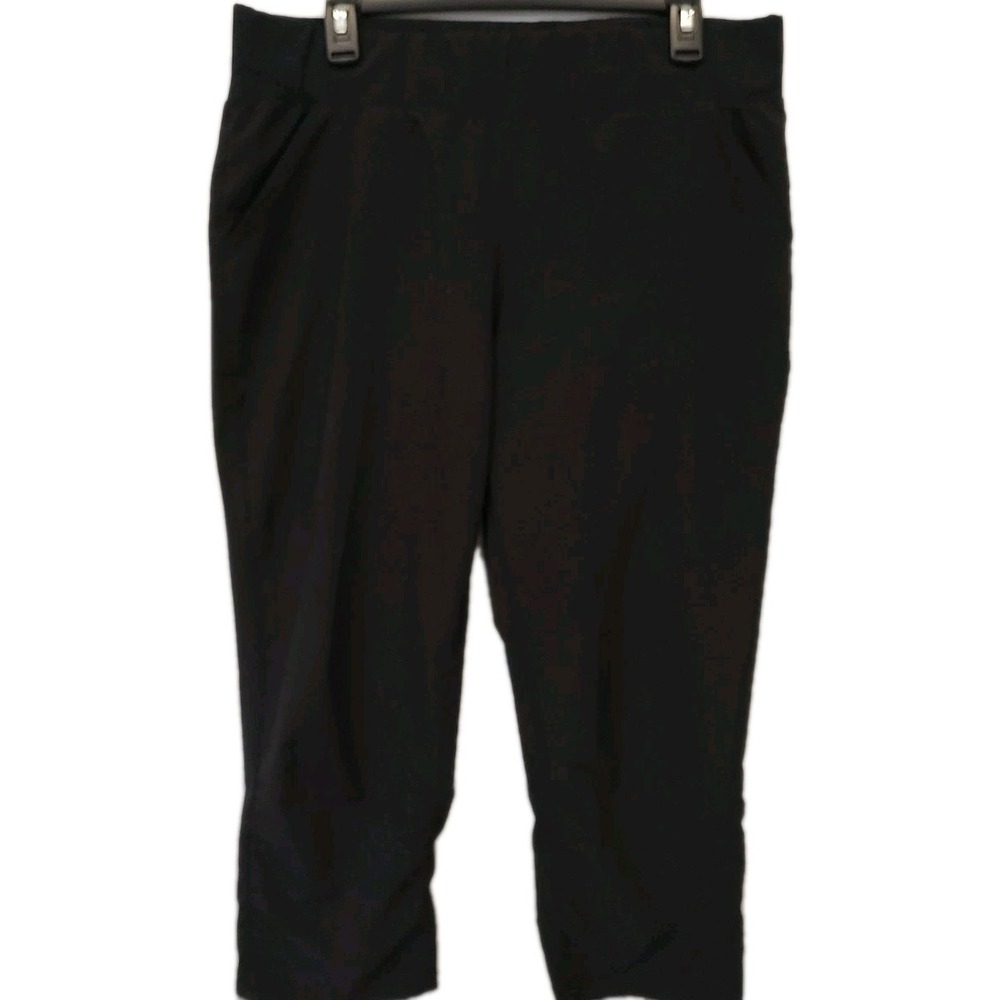 Reel Legends Capri Legging Sz Petite Large Black Adventure Ruched Wide Waistband